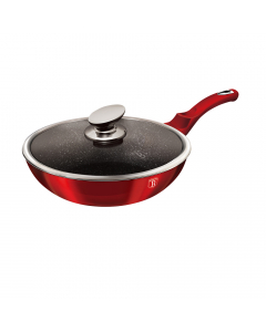 Уок тиган с капак с мраморна повърхност BERLINGERHAUS Burgundy Metallic Line, 28см 