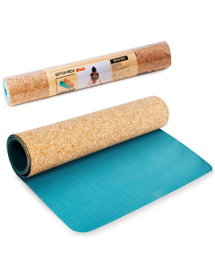 Spokey SAVASANA Korková jóga podložka, 180 x 60 x 0,4 cm, modrá